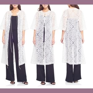 NEW $338 Tadashi Shoji‎ Juliette Embroidery Tulle Coat in White [SZ M/L ] #G346